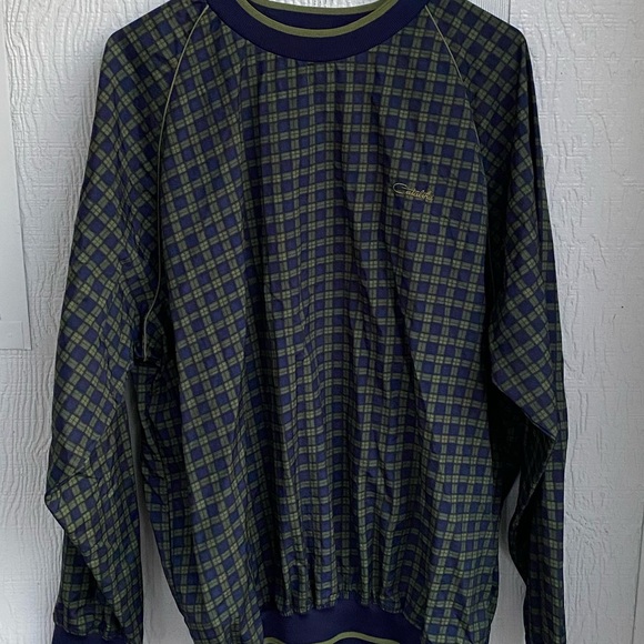 Catalina Nylon Navy Blue and Olive Green Plaid Vintage Windbreaker Size Large - Picture 7 of 17